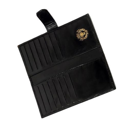 Ladies Long Wallet in Black Genuine Leather