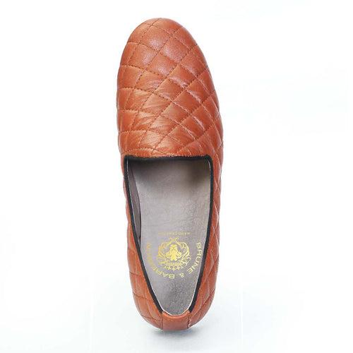 Tan Diamond Stitched Genuine Leather Slip On By Bareskin