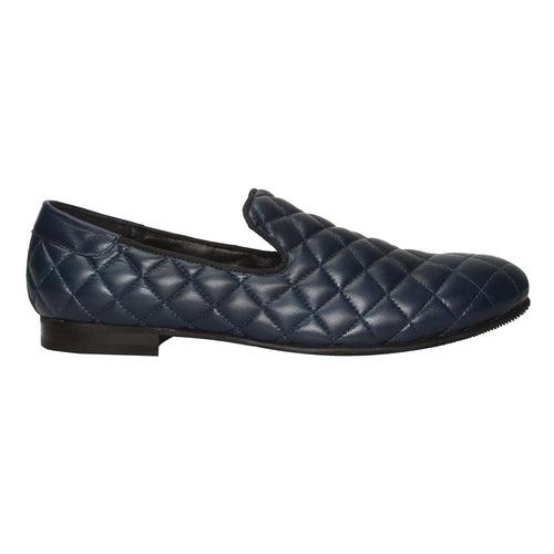 Blue Diamond Stitched Long Vamp Leather Slip-On By Brune & Bareskin