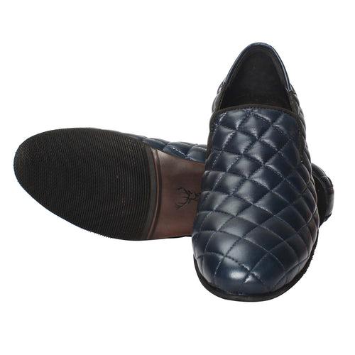 Blue Diamond Stitched Long Vamp Leather Slip-On By Brune & Bareskin