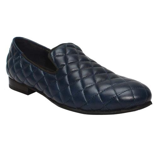 Blue Diamond Stitched Long Vamp Leather Slip-On By Brune & Bareskin