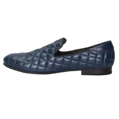 Blue Diamond Stitched Long Vamp Leather Slip-On By Brune & Bareskin