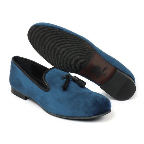 Men's Blue Tassel Suede Leather Slip-On By Brune & Bareskin