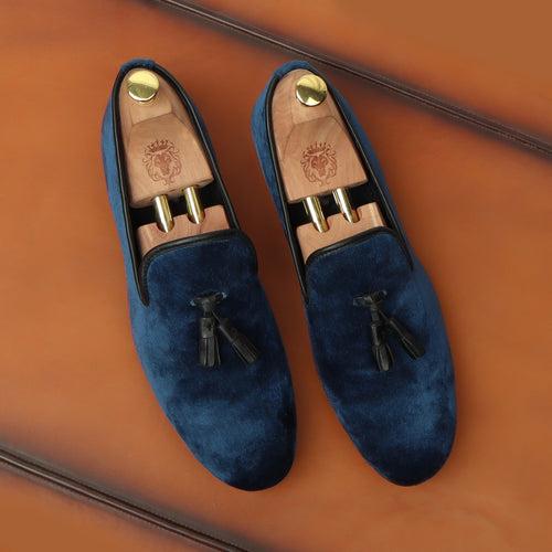 Men's Blue Tassel Suede Leather Slip-On By Brune & Bareskin