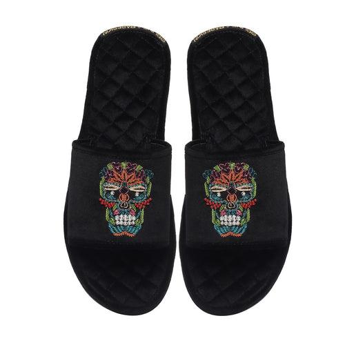 Skull Zardosi Quilted Super Soft Base Velvet Slide-in Slippers By Brune & Bareskin