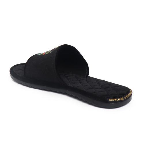 Skull Zardosi Quilted Super Soft Base Velvet Slide-in Slippers By Brune & Bareskin