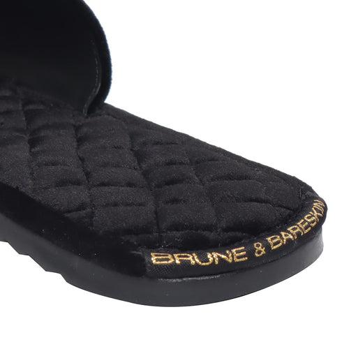 Skull Zardosi Quilted Super Soft Base Velvet Slide-in Slippers By Brune & Bareskin