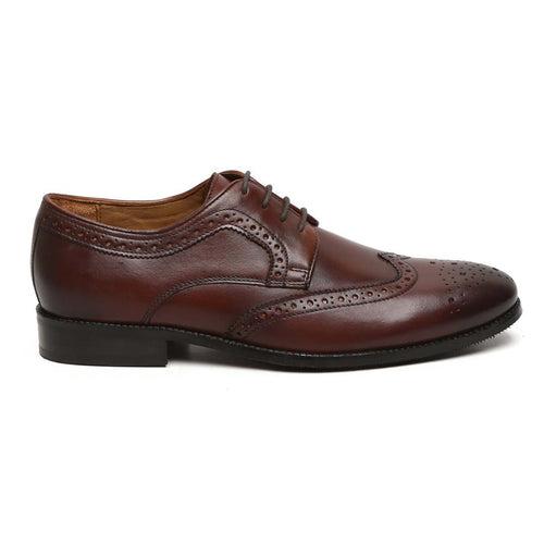 Dark Brown Hand Finished Full Brogue Wingtip Formal Shoes By Brune