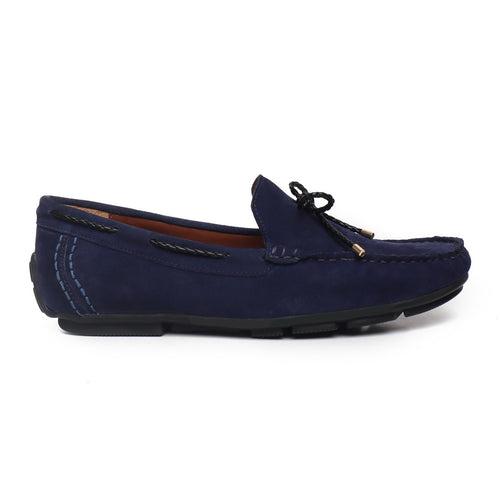 Blue Suede Leather Weaved Tassel Bow Loafers by Brune & Bareskin