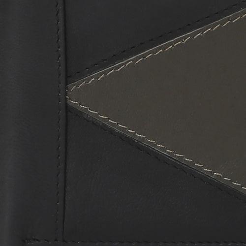 Black With Grey Color Combination Leather Wallet For Men By Brune