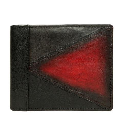 Black With Dk. Red Color Combination Leather Wallet For Men By Brune