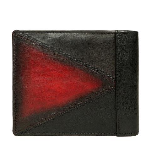 Black With Dk. Red Color Combination Leather Wallet For Men By Brune