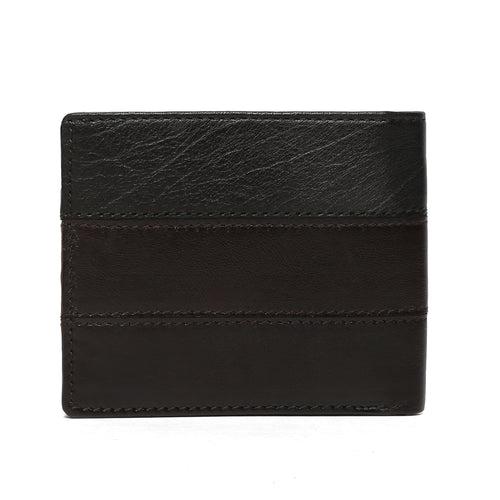 Textured Leather Stripes Gunmetal Finish Plate Wallet By Brune