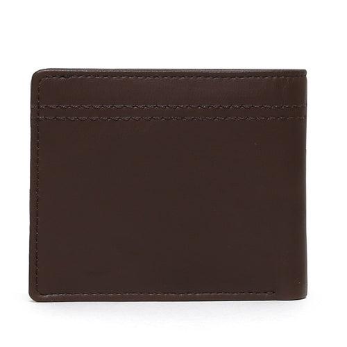 Brown Parallel Stitched Line Leather Wallet