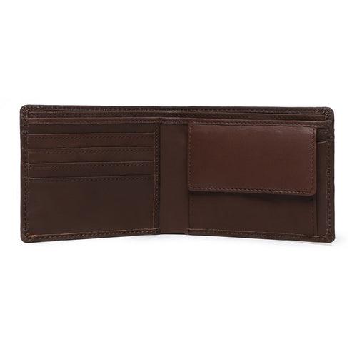 Brown Parallel Stitched Line Leather Wallet