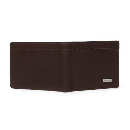 Brown Parallel Stitched Line Leather Wallet