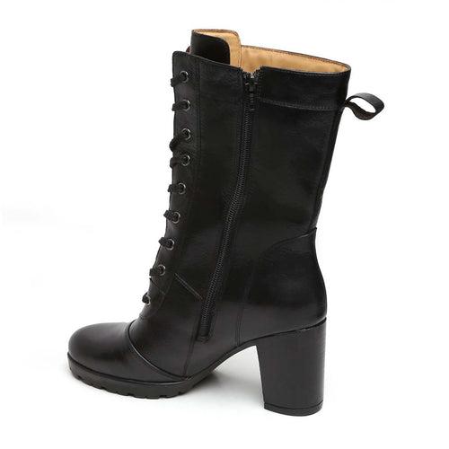 Black Leather Long Lace Up Ladies Boots By Brune & Bareskin
