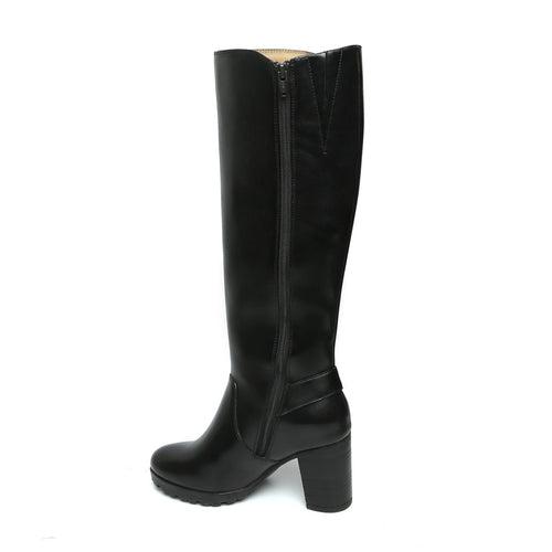 Black Side Studded Leather Long Ladies Boots By Brune & Bareskin