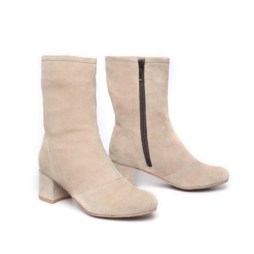 Beige Suede Leather High Ankle Ladies Boots By BRUNE & BARESKIN