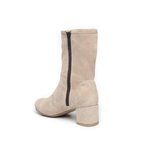 Beige Suede Leather High Ankle Ladies Boots By BRUNE & BARESKIN