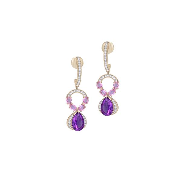 Pink Sapphire and Amethyst Earrings