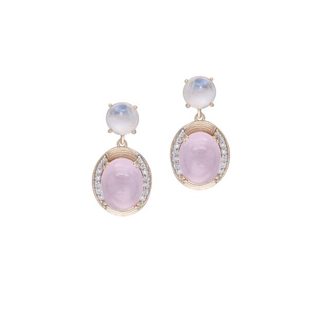 Rose Quartz and Moonstone Earrings