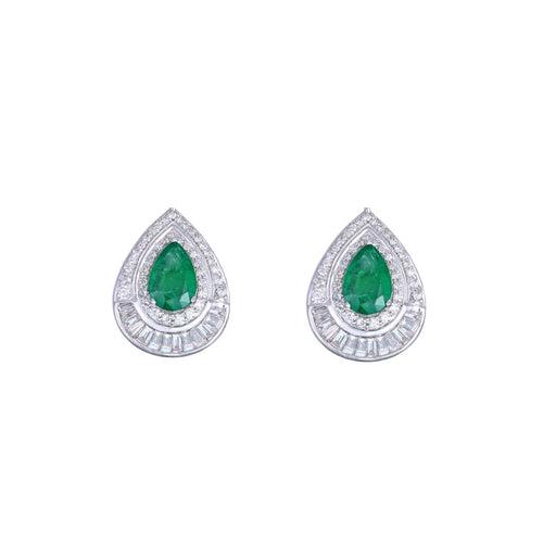 Emerald and Diamond Drop Studs