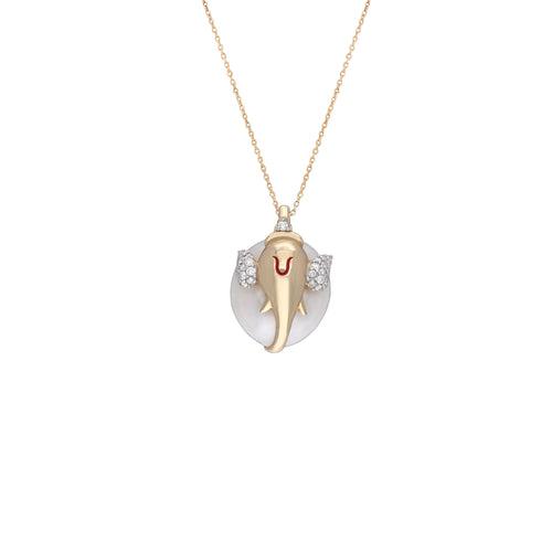 Ganesha Pearl Diamond Chain Pendant