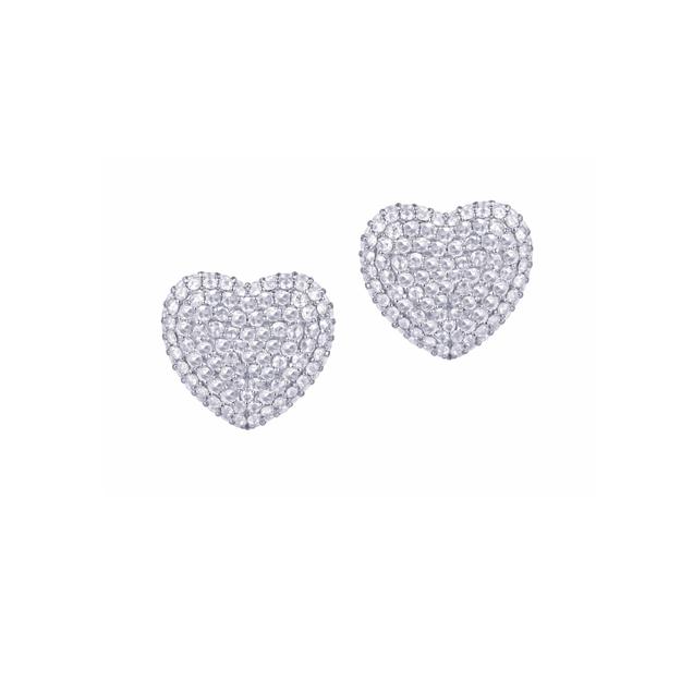 Classic Small Rose Cut Diamond Heart Studs