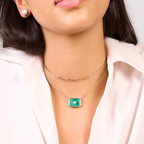 Malachite Diamond Chain Pendant