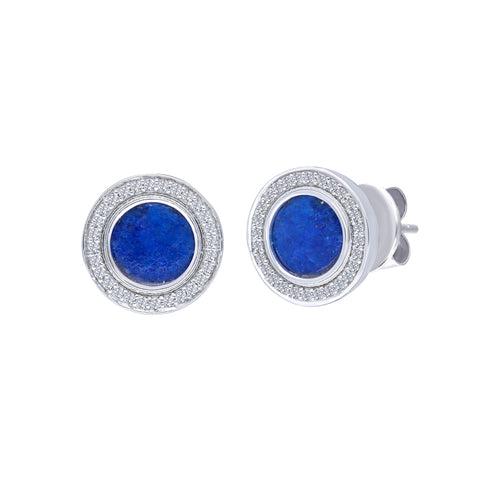 Lapis Diamond Studs