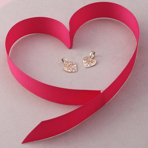 Personalised Mini Heart Hoops with textured Gold & scattered Diamonds