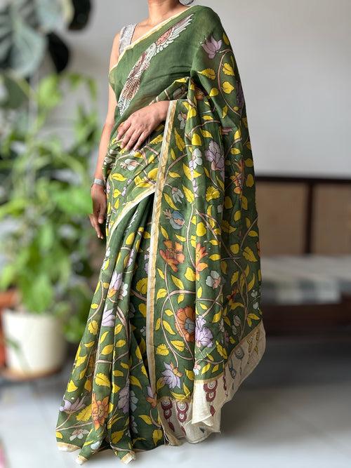 Handloom Chanderi Cotton Silk Kalamkari Saree