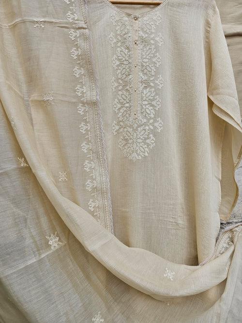 Chanderi Semi-stitched Suit Set