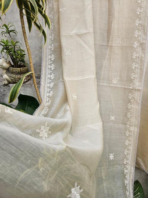 Chanderi Semi-stitched Suit Set