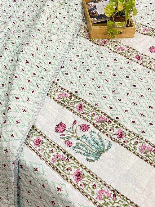 Blockprint Mulmul Reversible Quilt