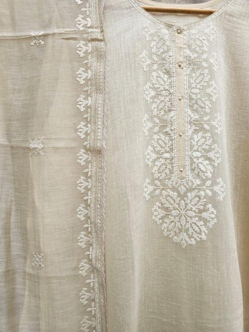 Chanderi Semi-stitched Suit Set