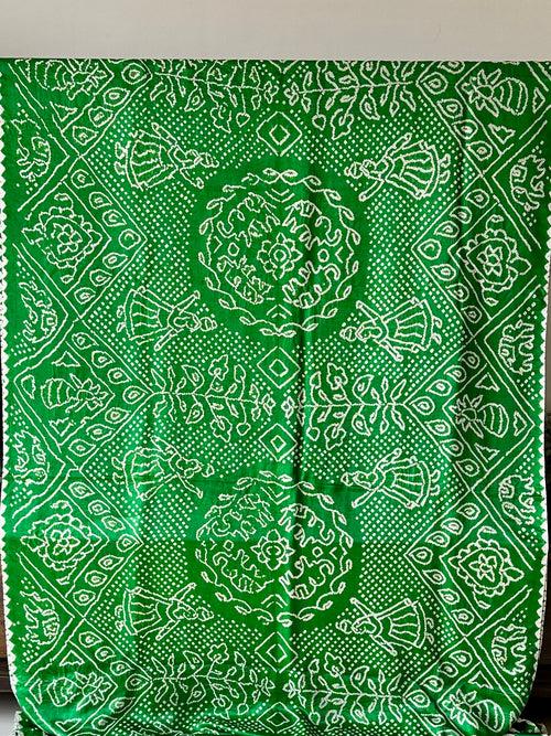 Green Pure Gajji Silk Bandhani Saree