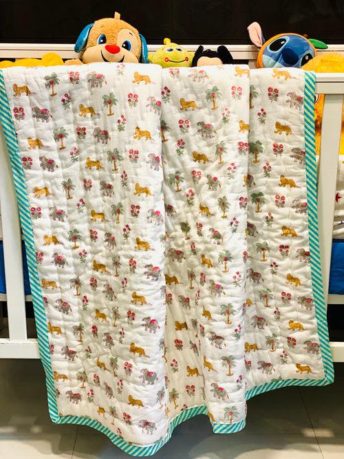 Animals Blockprint Kids Quilt