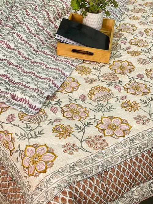 HandBlock Printed Mulmul Reversible Quilt