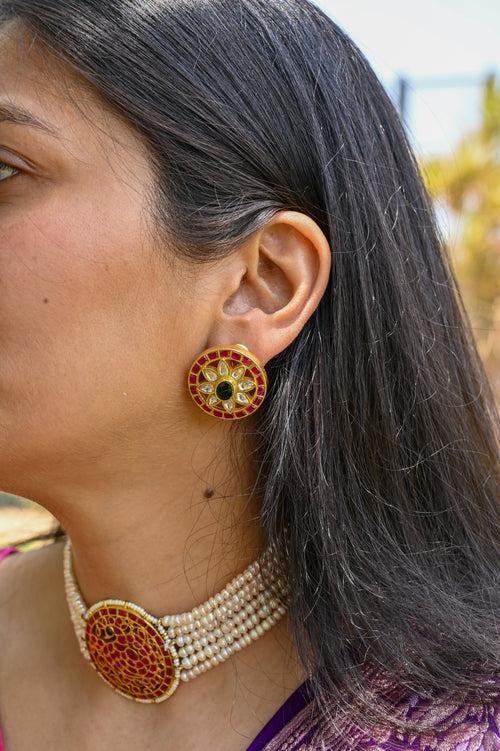 Handcrafted 92.5 Silver Choker with Earrings