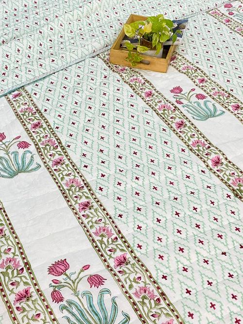 Blockprint Mulmul Reversible Quilt