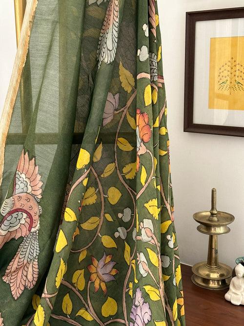 Handloom Chanderi Cotton Silk Kalamkari Saree