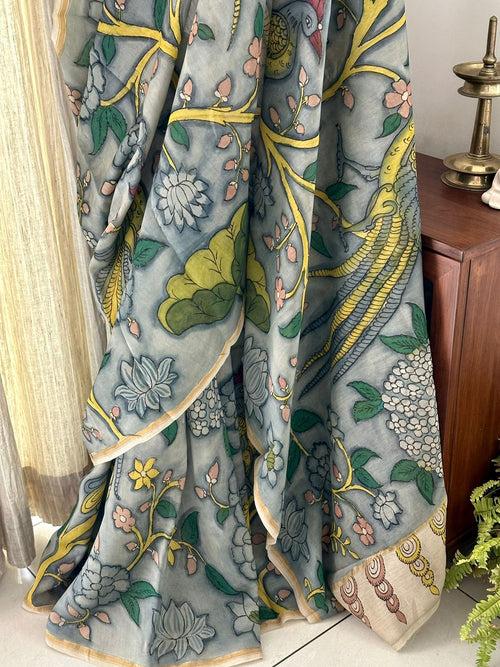 Handloom Chanderi Cotton Silk Kalamkari Saree