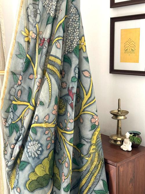 Handloom Chanderi Cotton Silk Kalamkari Saree