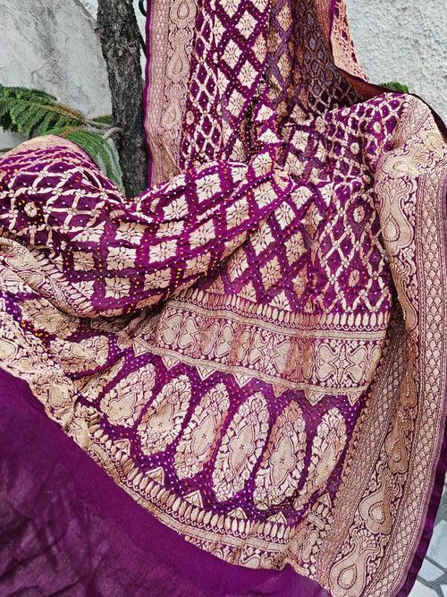 Pure Banarsi Georgette Bandhani Dupatta