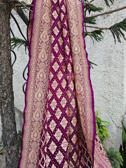 Pure Banarsi Georgette Bandhani Dupatta