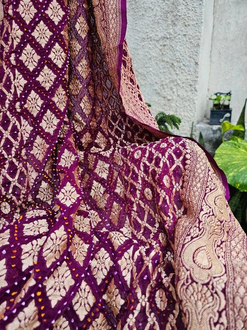 Pure Banarsi Georgette Bandhani Dupatta