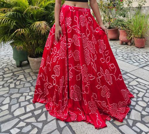 Pure Gajji Silk Bandhani Skirt