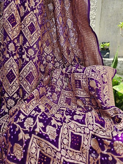 Pure Banarsi Georgette Bandhani Dupatta